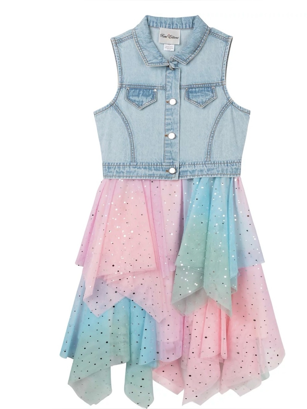 Rare Editions Sleeveless Denim Vest Dress